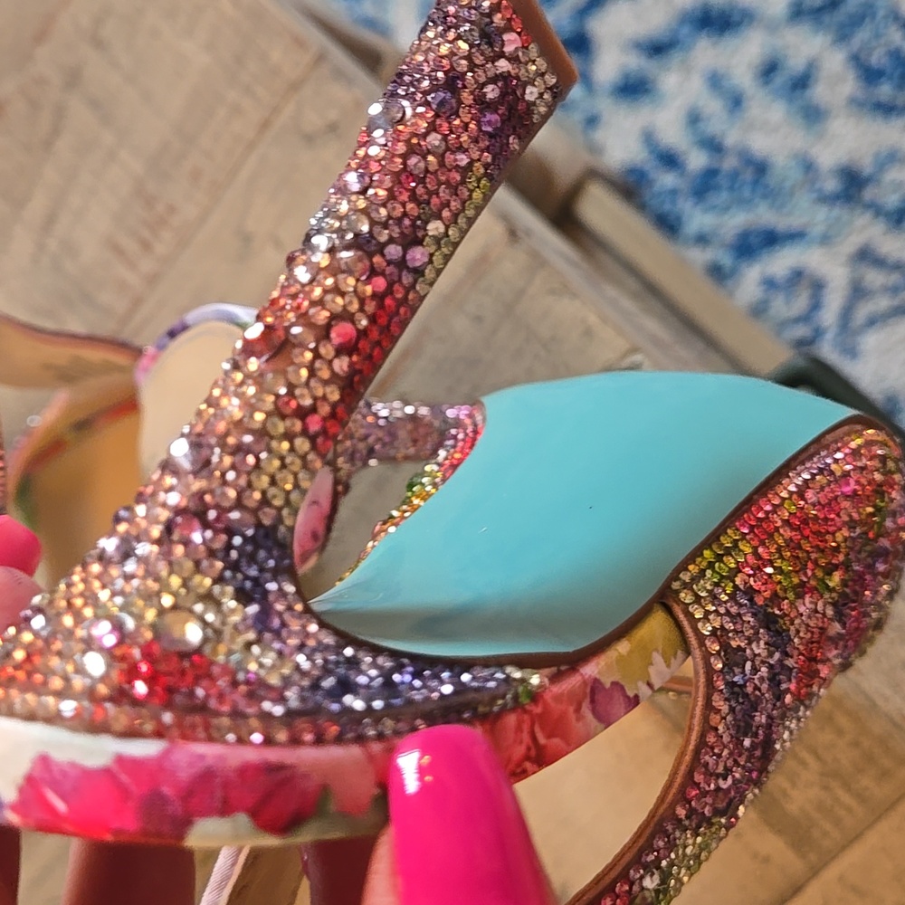 Betsey Johnson Floral Mina Crystal Pink Embellished 4" Heels. New Without Box. - Picture 14 of 17